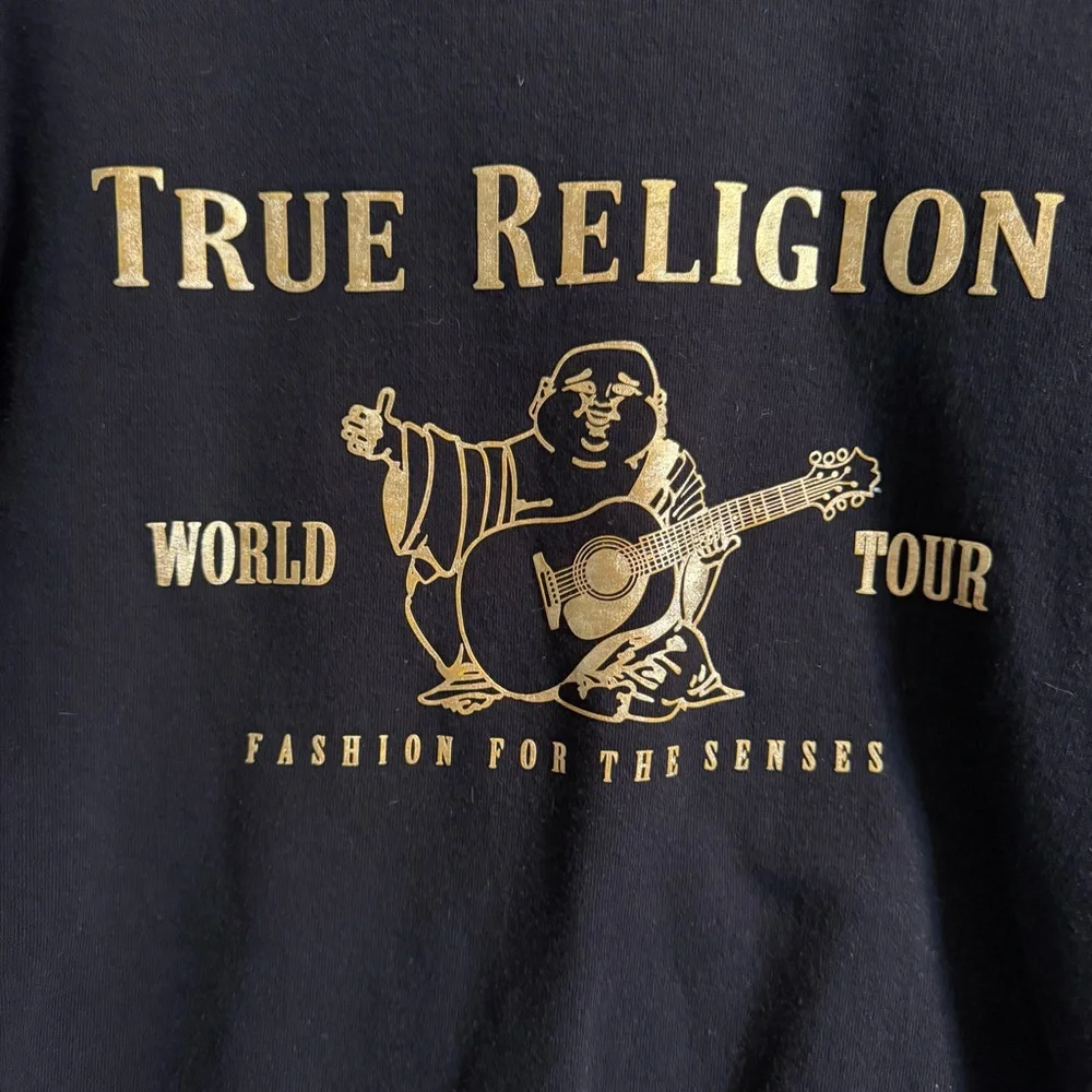 True Religion Unisex Big Buddah World Tour Crew Neck Sweatshirt